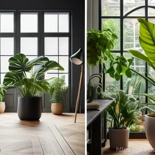 실내 식물 인테리어 - Here are three detailed image prompts in English, designed to be appropriate for a 15+ audience and ...