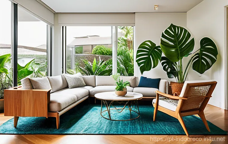 실내 식물 인테리어 - Prompt 1: Serene Biophilic Living Room**