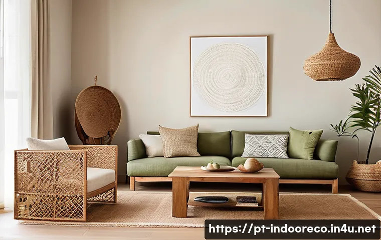 친환경 인테리어 - **Sustainable Portuguese Living Room with Natural Materials and Earthy Tones**
    "A cozy and invit...
