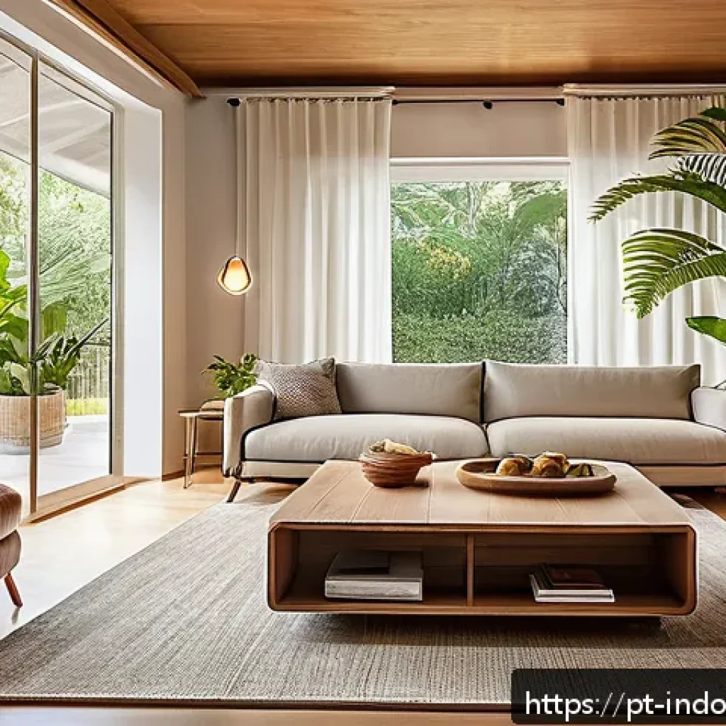 스마트 홈과 실내 생태계 - A modern Brazilian living room featuring smart home automation: visible smart sensors on walls and c...
