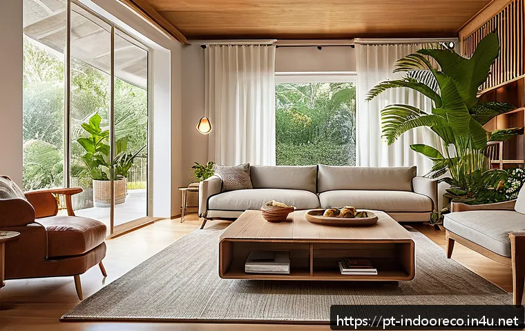 스마트 홈과 실내 생태계 - A modern Brazilian living room featuring smart home automation: visible smart sensors on walls and c...