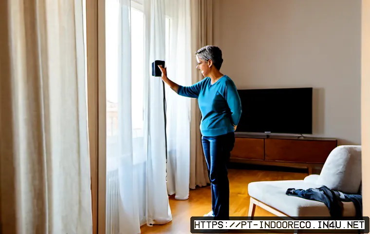 전력 소비 최소화 방법 - Photorealistic Portuguese family apartment living room in Lisbon, a middle-aged woman switching off ...